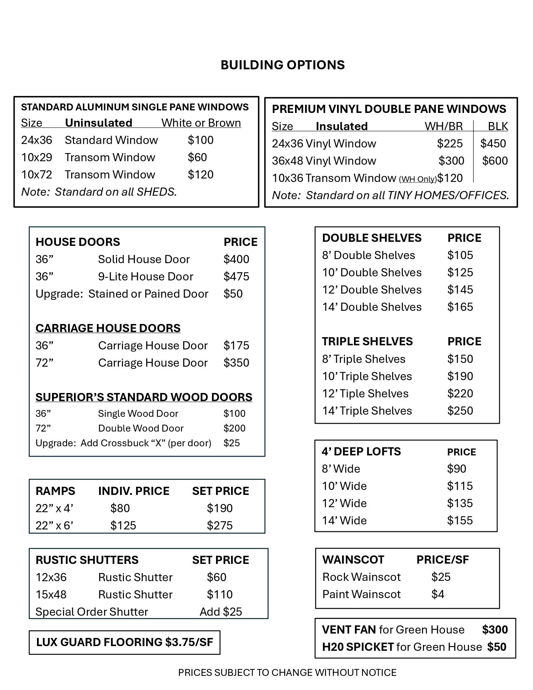 10K Building Options